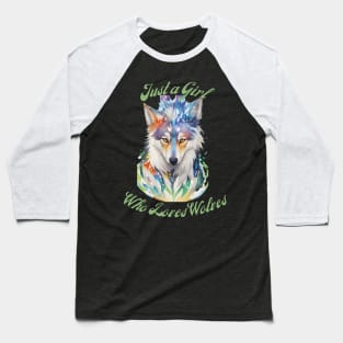 Girl Who Loves Wolves Baseball T-Shirt